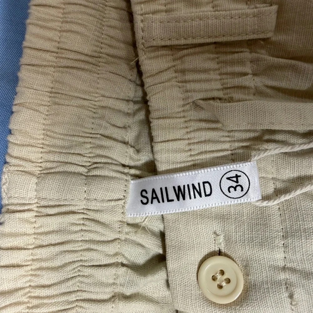 SAILWIND Linen Blend Pants Mens 34 Beige Drawstring Beach Casual Resortwear